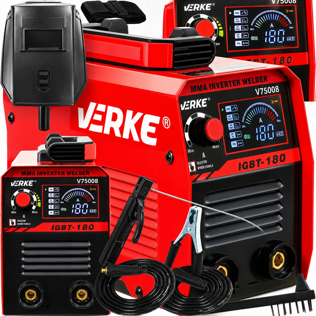 INVERTER WELDING MACHINE INVERTER 180A LCD MMA IGBT MASK BRUSH SET
