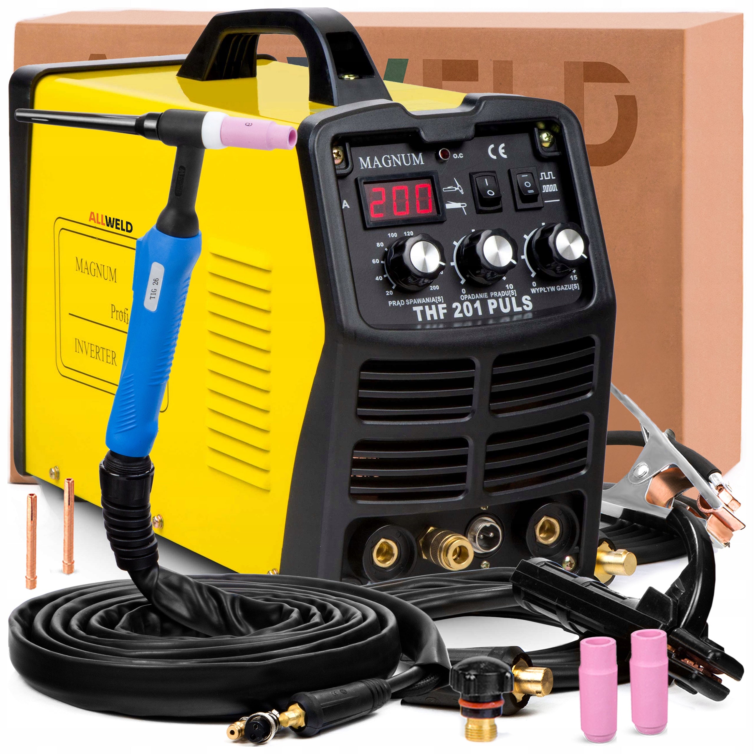 INVERTER WELDING MACHINE MAGNUM THF 201P 230V 200A TIG DC HF PULSE MMA