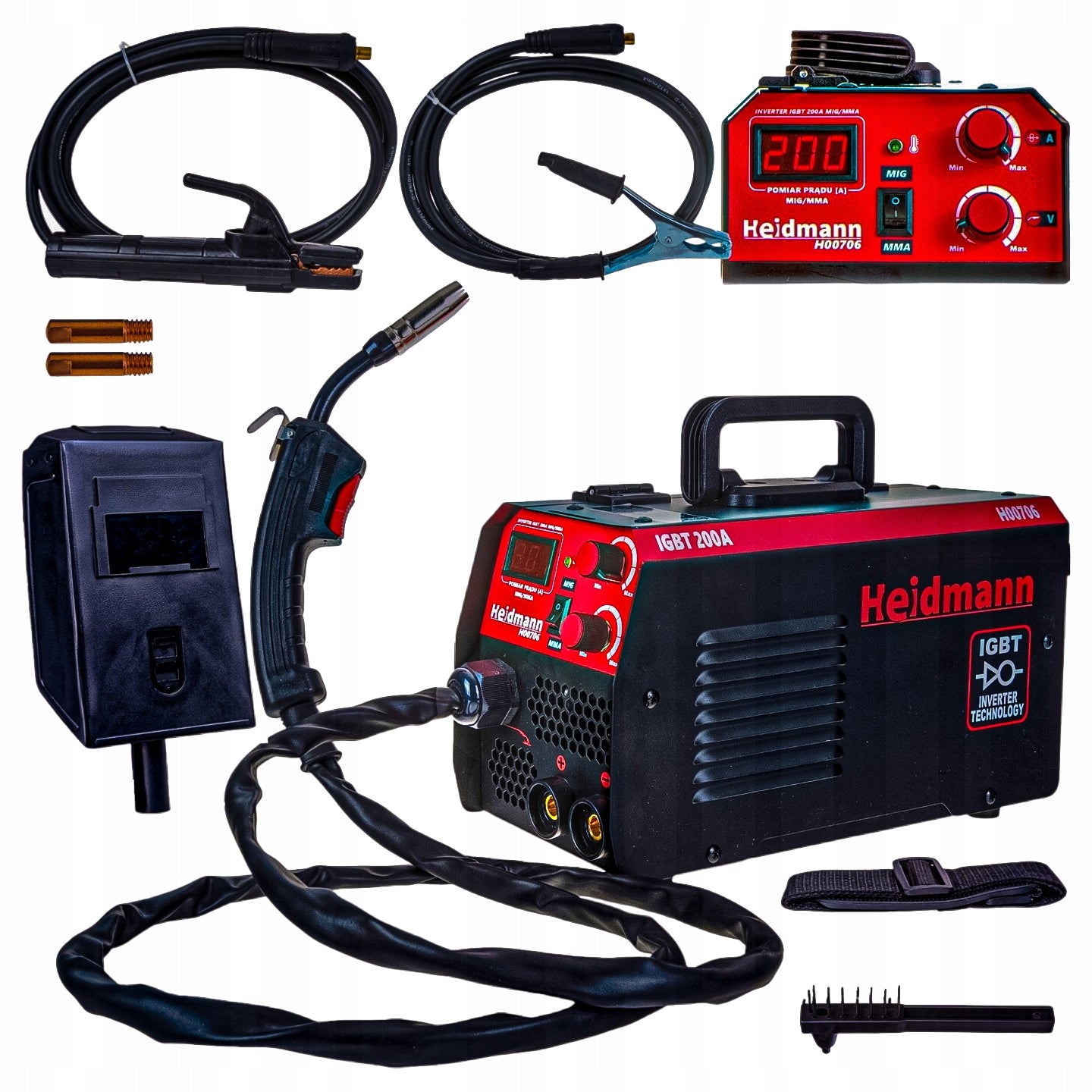 INVERTER WELDING MACHINE MIGOMAT MIG/MAG MMA FLUX 200A LCD HOTSTART EAN (GTIN) 5901477191510