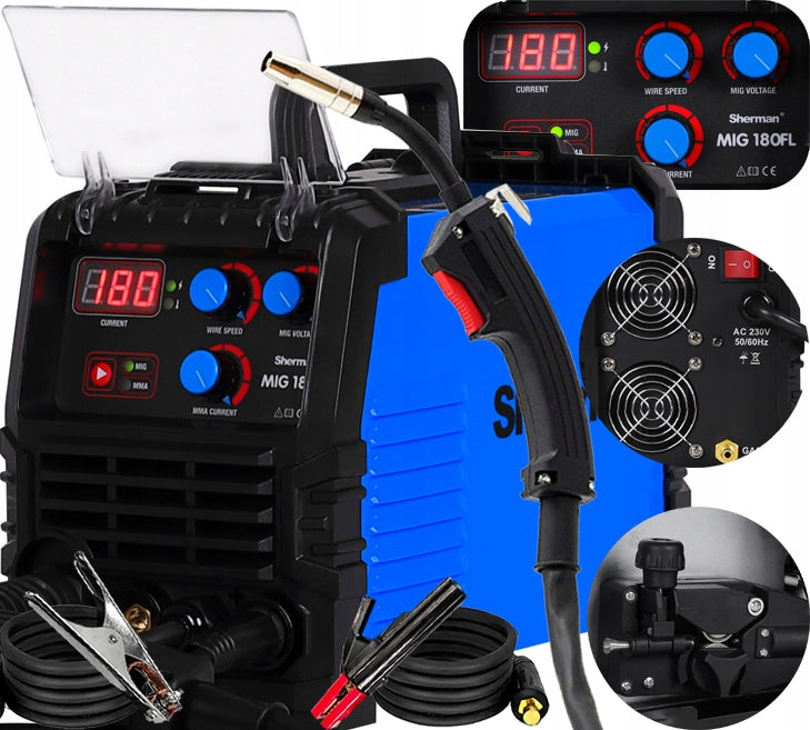 INVERTER WELDING MACHINE MIGOMAT SEMI-AUTOMATIC SHERMAN MIG 180FL FLUX 230V MMA