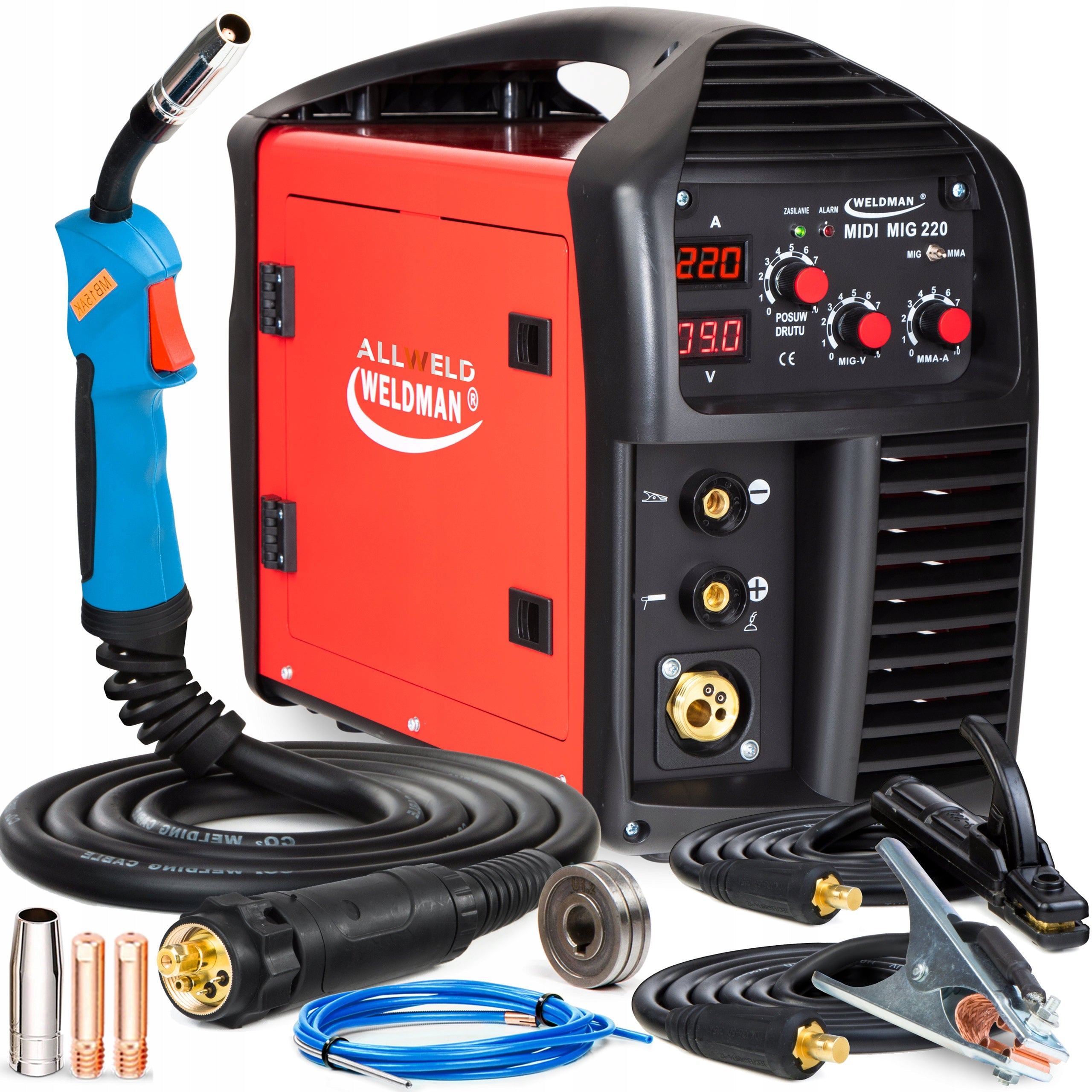INVERTER WELDING MACHINE WELDMAN MIDI MIG 200 MMA 230V 220A IGBT ALUMINIUM FLUX