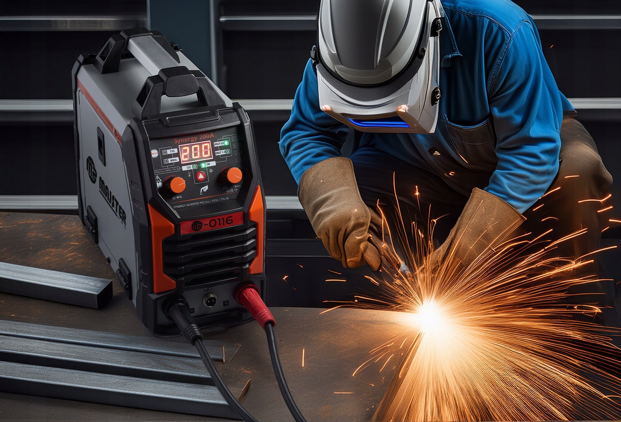 INVERTER Welder MIG FLUX MMA TIG migomat 200A SYNERGY 200 Power consumption 3.7 kVA