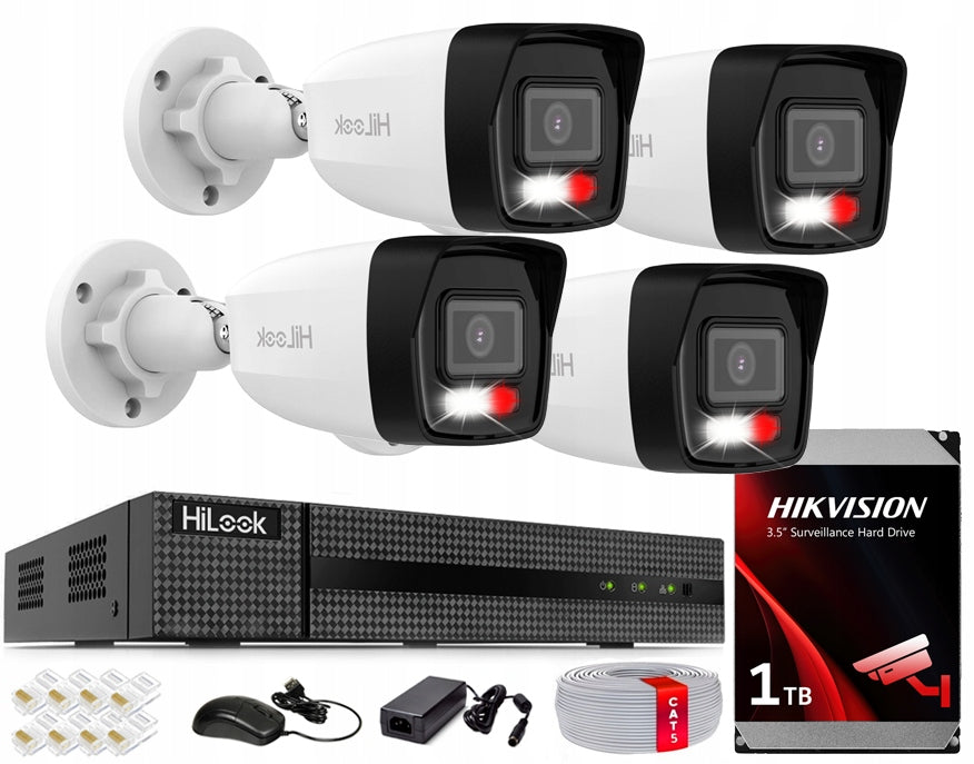 IP 4 Camera Monitoring Kit 6Mpx 3K+ Hybrid Light HiLook Hikvision
