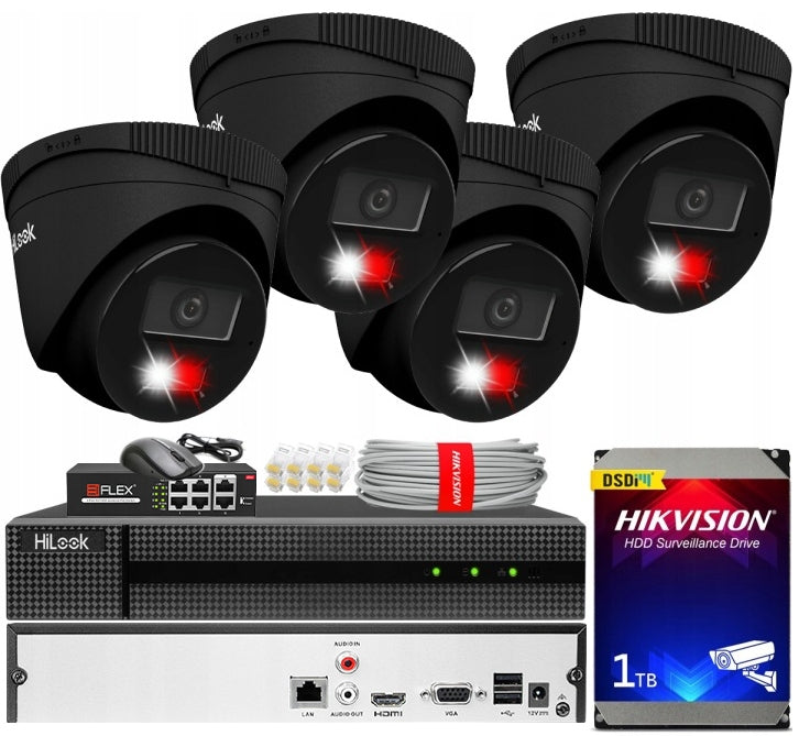 IP 6MP POE HIKVISION SURVEILLANCE KIT 4 EXTERNAL CAMERAS BLACK APPLICATION