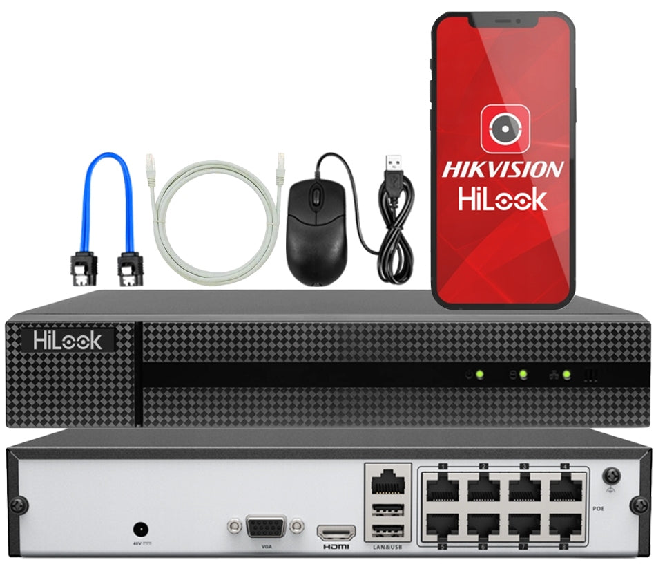 IP Monitoring Kit 4 Cameras 4Mpx Hikvision 8x PoE HiLook Recorder Manufacturer code NVR-8CH-4MP/8P + IPCAM-B4(x4) (DSDi Ready)