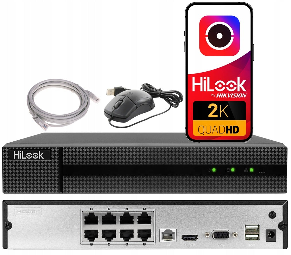 IP Recorder 8 Channels NVR-8CH-4MP/8P to 4Mpx HiLook by Hikvision Switch