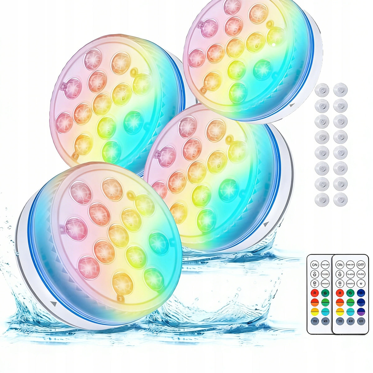 IP68 RGB LED UNDERWATER LAMPS SET OF 4 FOR FOUNTAIN POOL