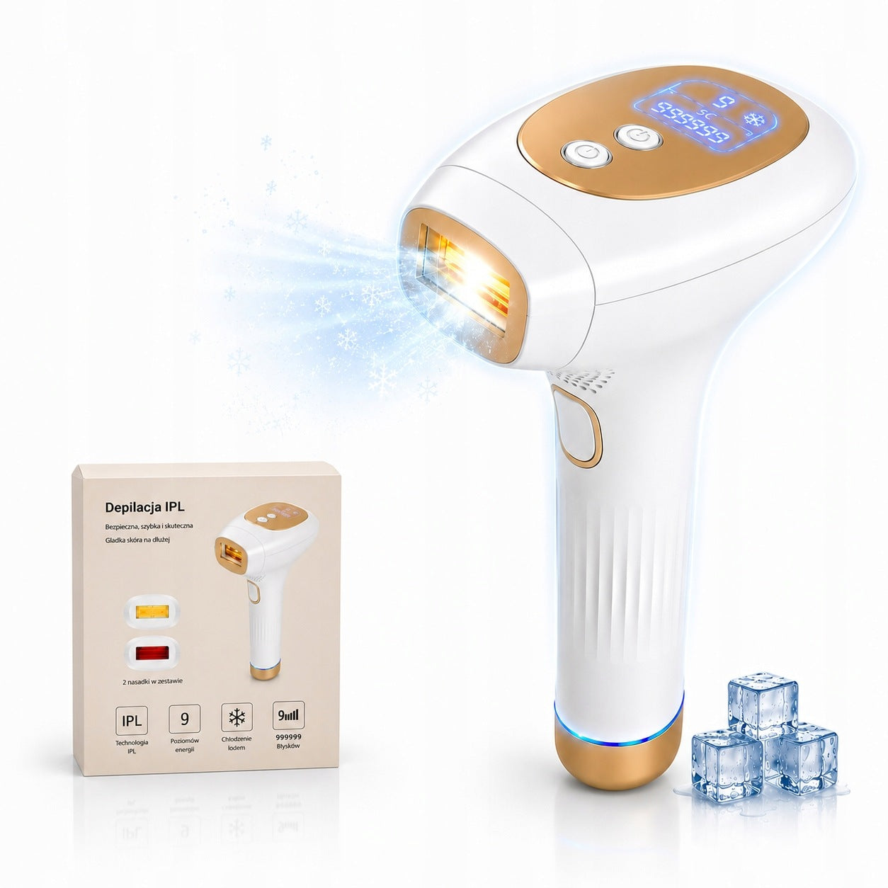 IPL Epilator SOFIDA Laser Leg Bikini Face Ice Cooling Painless Caps