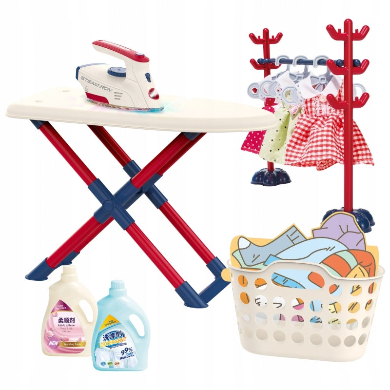 IRONING BOARD WITH IRON SET XXL LAUNDRY BASKET CLOTHES 14 EL.