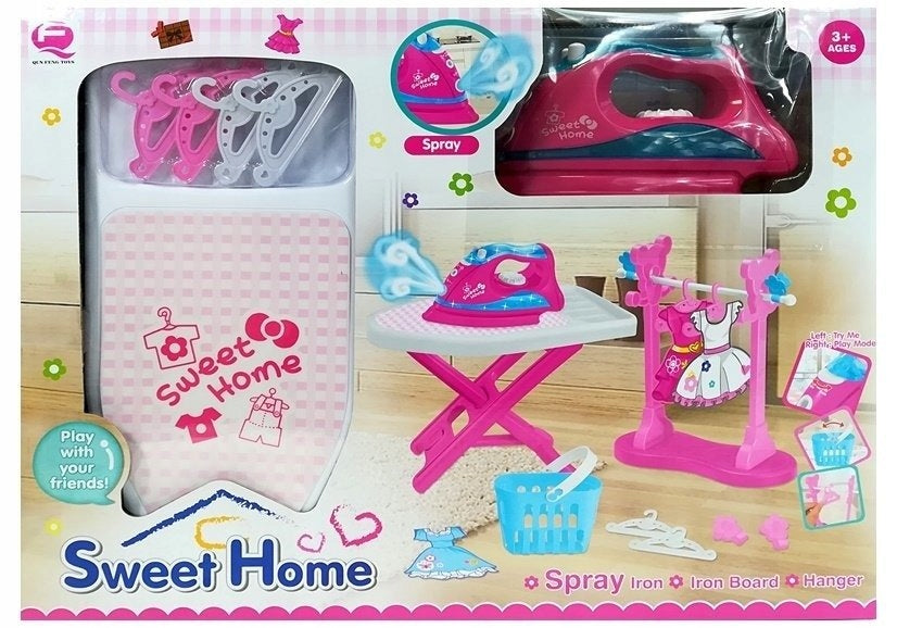 IRONING SET FOR CHILDREN IRON BOARD HANGERS PINK Manufacturer code 4847