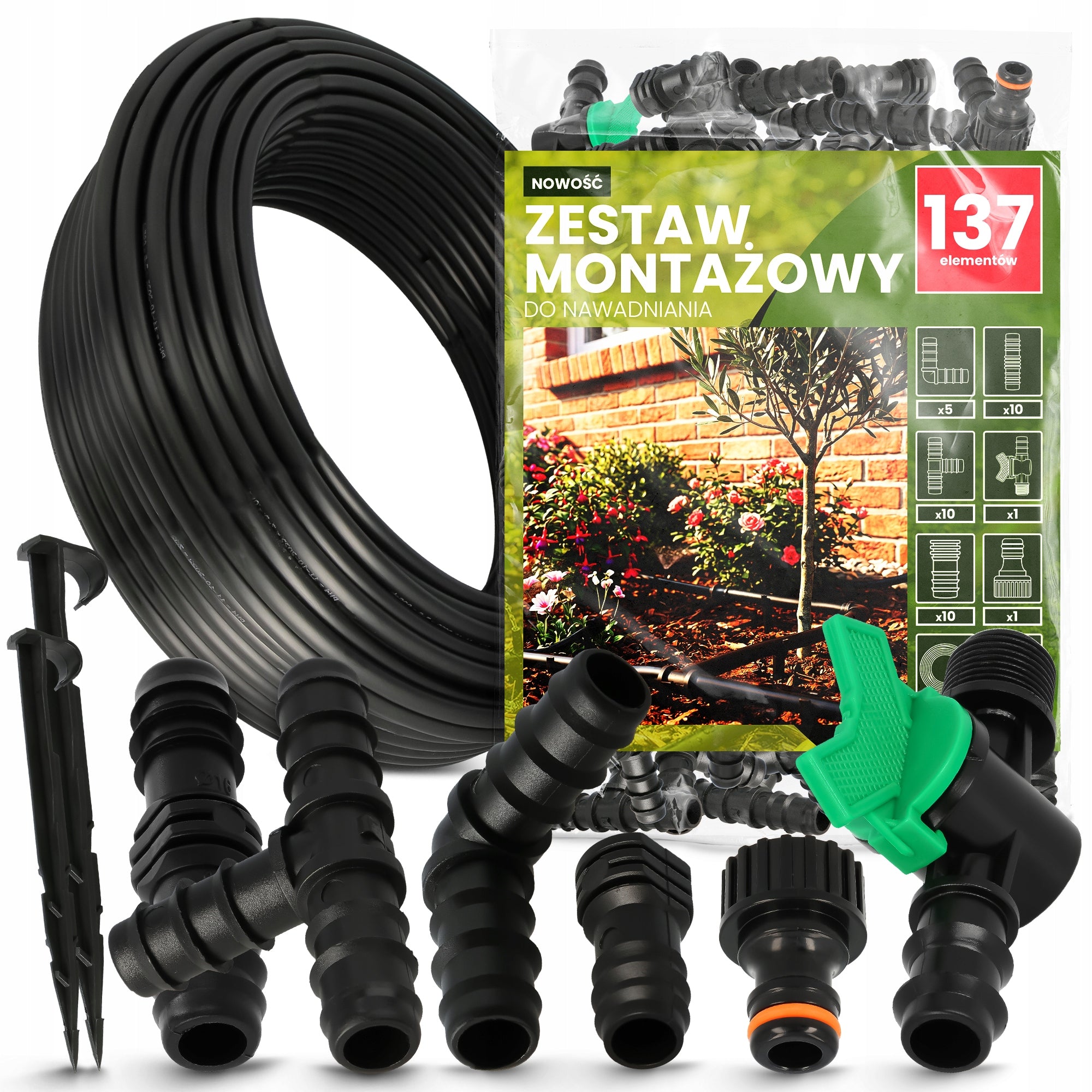 IRRIGATION LINE PE PIPE 16 mm 100 m Orchard Garden Watering Kit 137 el.