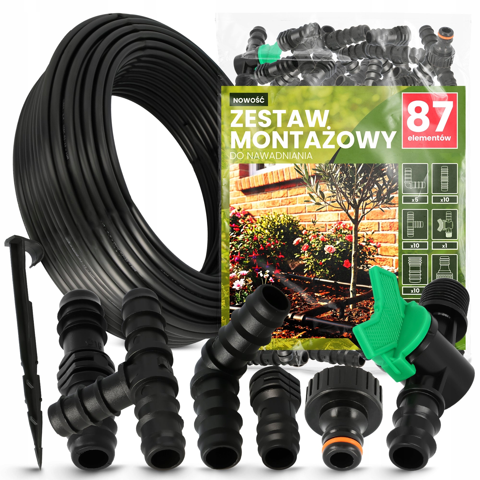 IRRIGATION LINE PE PIPE 16 mm 100 m Orchard Garden Watering Kit 87 el.