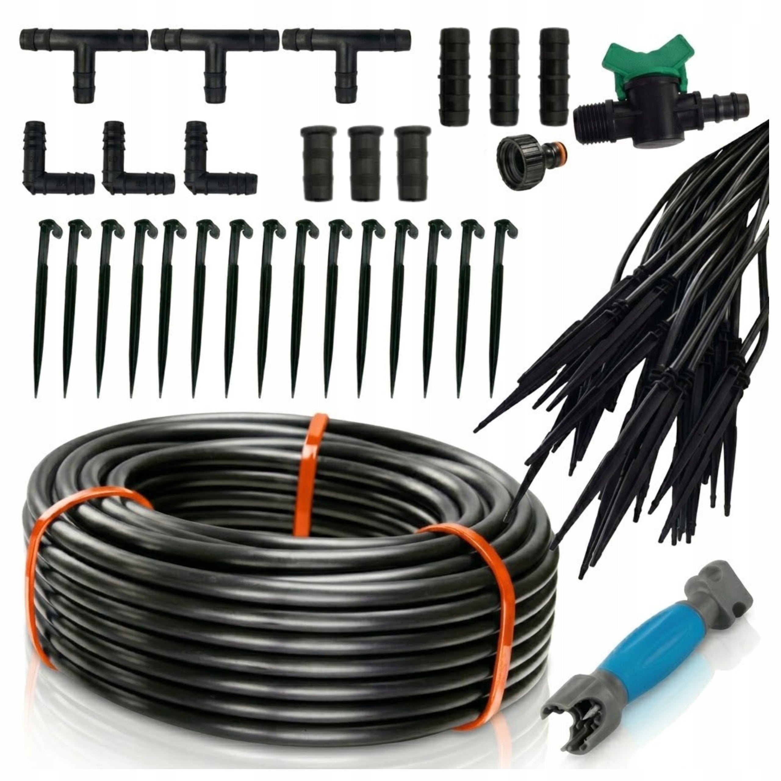 IRRIGATION SET ORCHARD GARDEN POTS GARDEN STICK EMITTERS PIPE 16MM 25MB