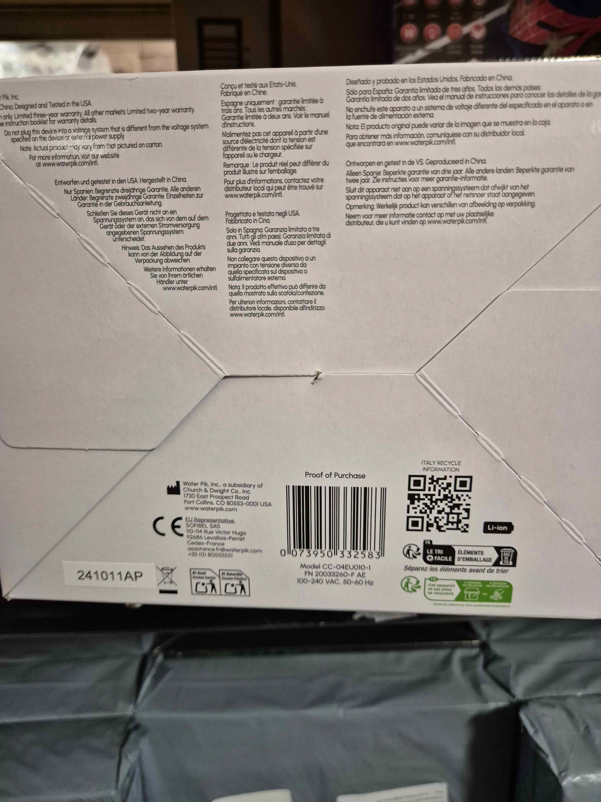 IRRIGATOR WATERPIK Sensonic Complete Care CC-04 + SONIC TOOTHBRUSH Manufacturer code 0073950332583