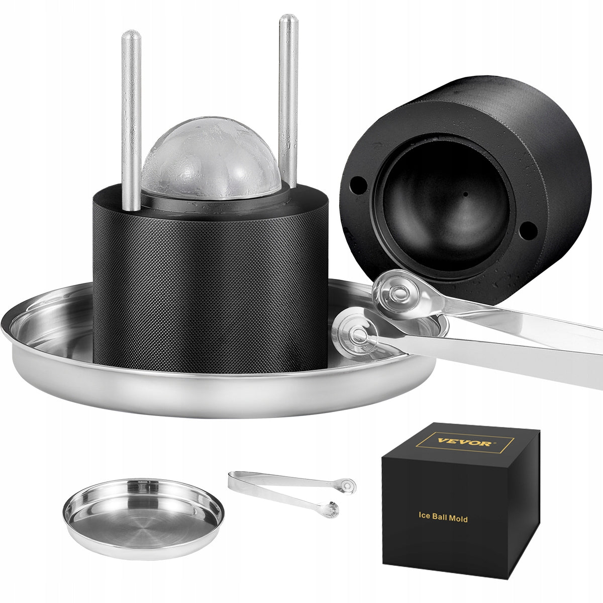 Ice Ball Press 2.4" Aircraft Al Alloy 60mm Sphere Whiskey Cocktail Black