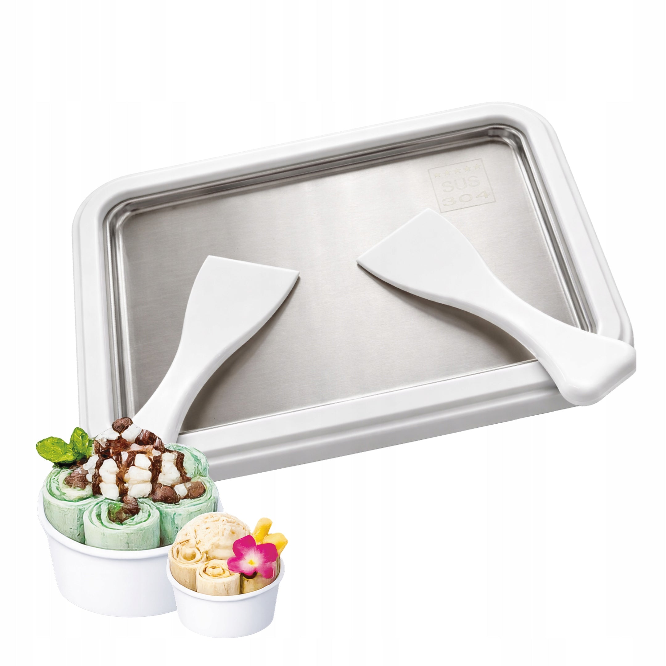 Ice Cream Thai Original Tray Ice Cream Machine ZUVE Stainless Steel LARGE XL Manufacturer code Tacka do lodów tajskich ZUVE