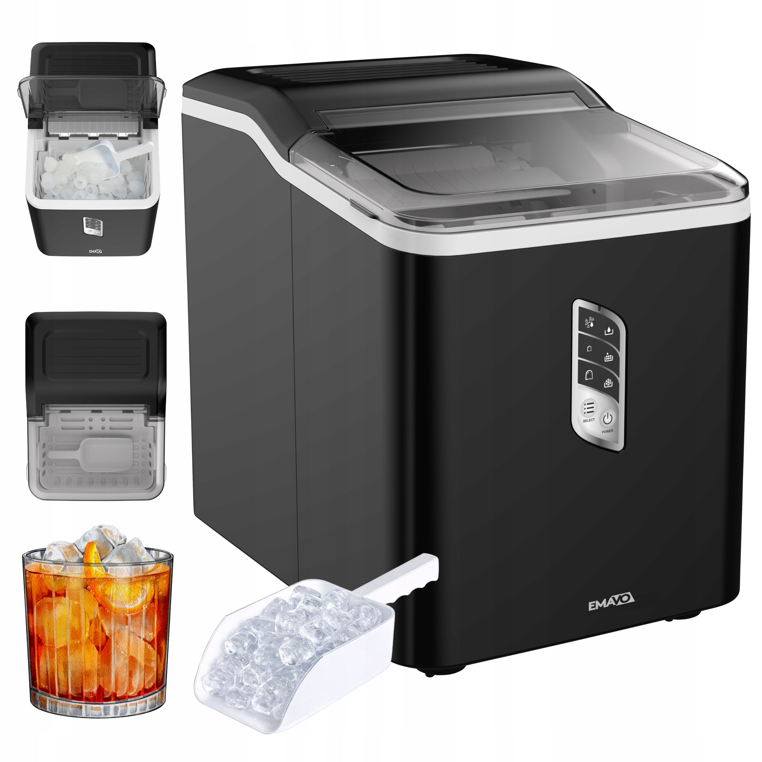Ice Maker Emavo IceFlow 1,5L 12kg/24h Black Efficient Fast Ice