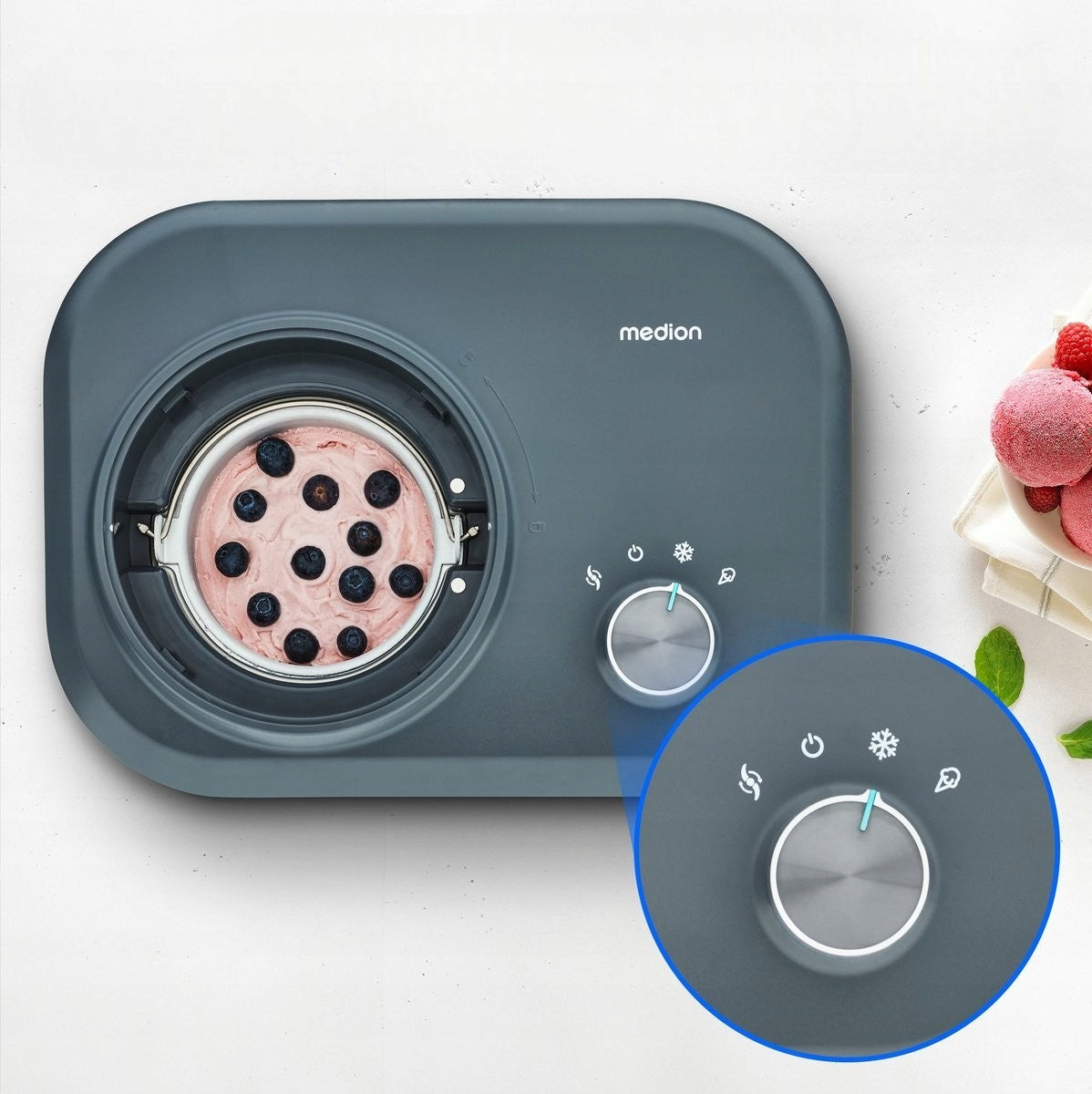 Ice Maker Household Ice Cream Maker, Sorbetów 1L, 100W German MEDION Manufacturer code MD 10169