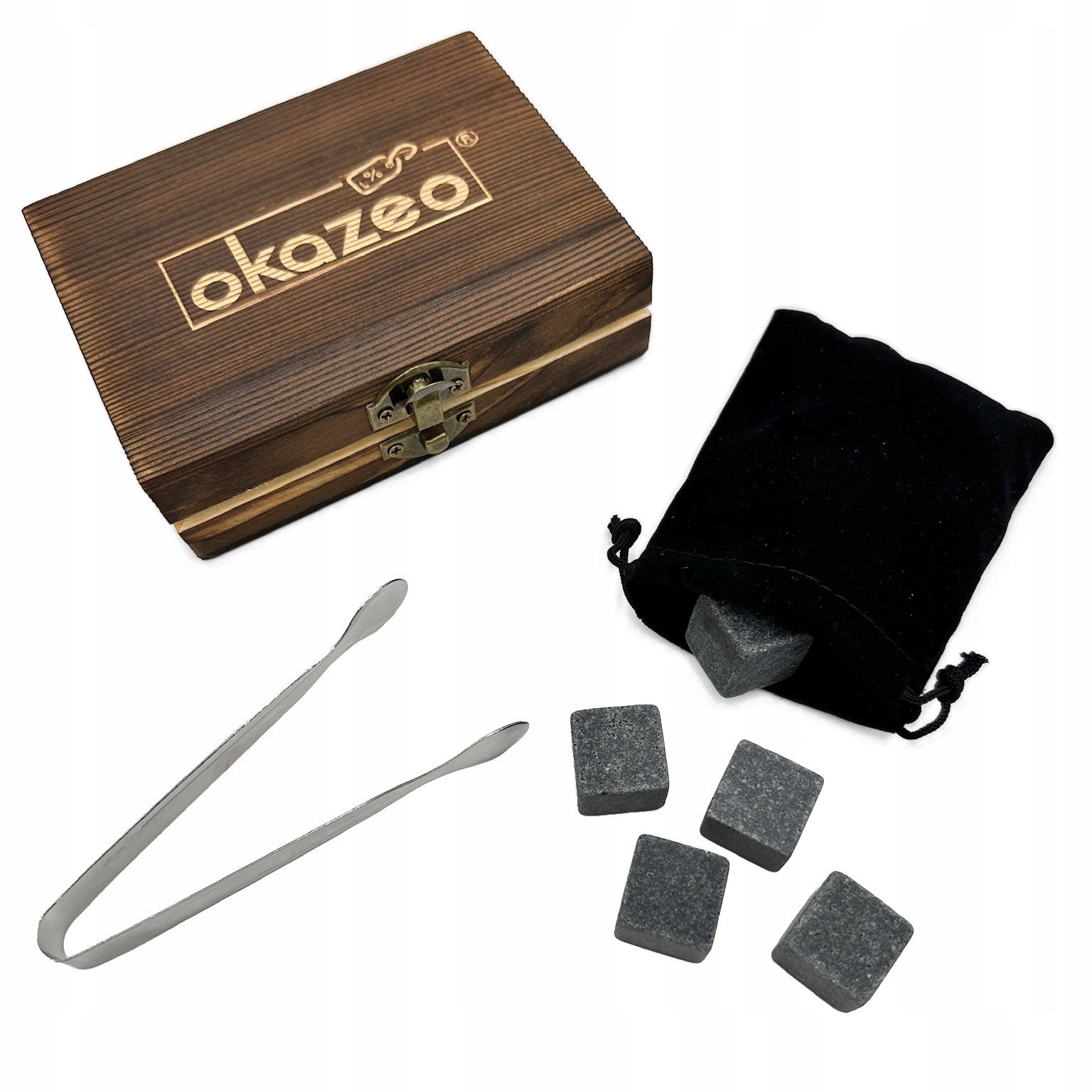 Ice Stones Whiskey Cooling Kit in Wooden Box specimeno Manufacturer code OK-1052