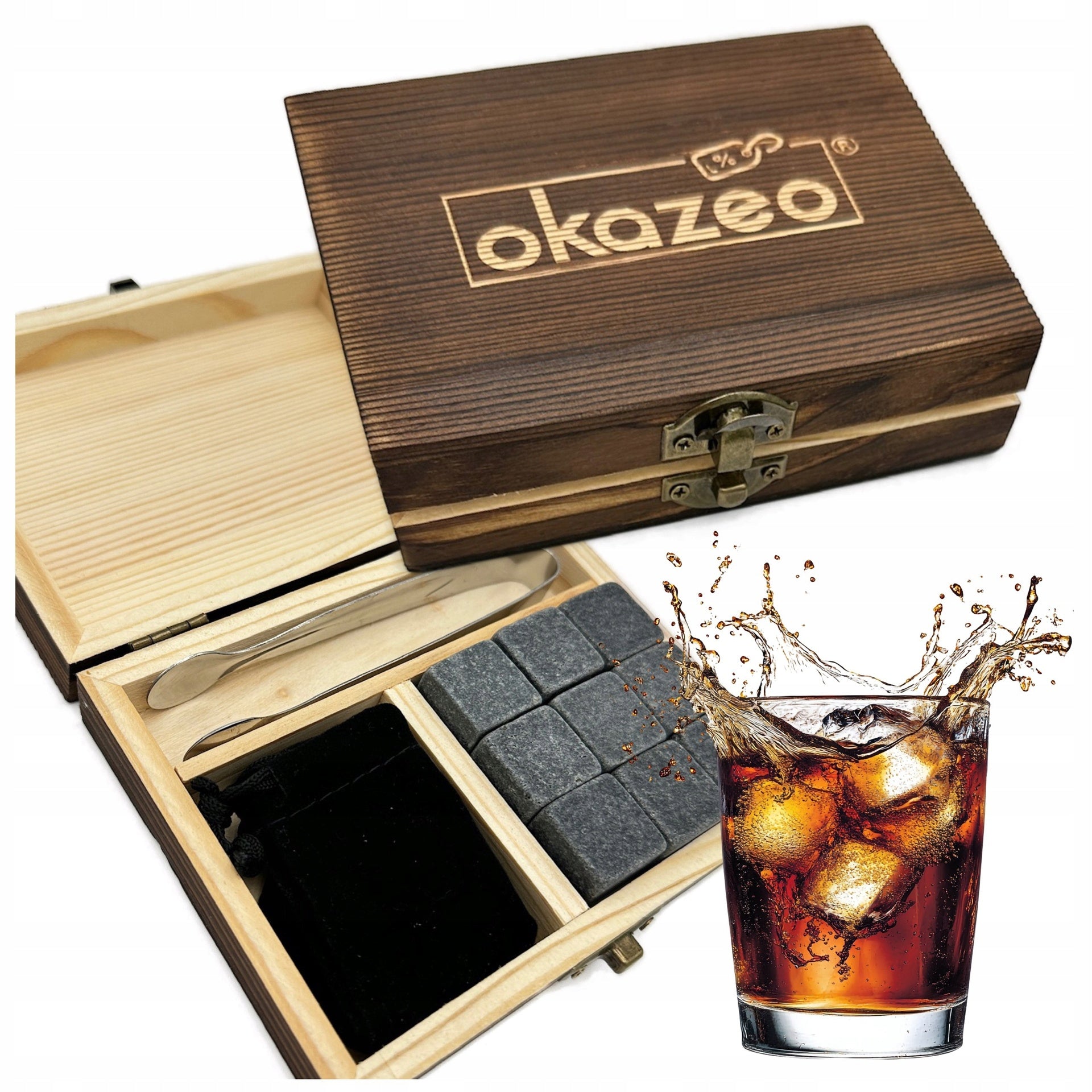 Ice Stones Whiskey Cooling Kit in Wooden Box specimeno