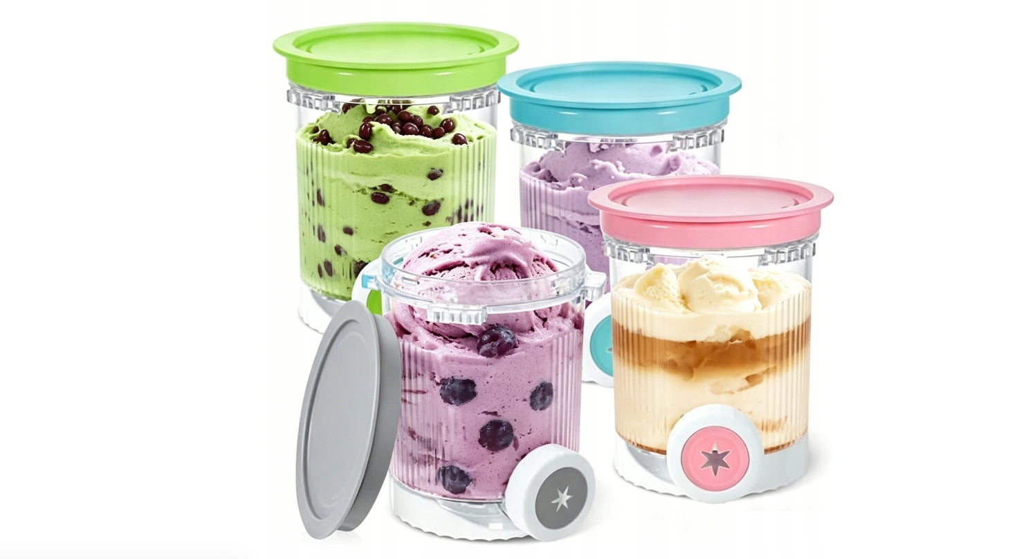 Ice cream container compatible with Ninja Swirl CREAMi NC701 NC700 set of 4pcs