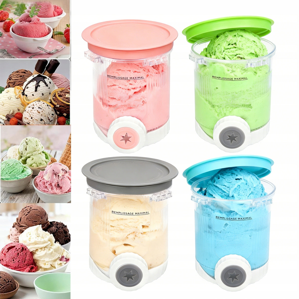 Ice cream containers for Ninja Creami NC700 NC701EU 4 pcs with lid colorful