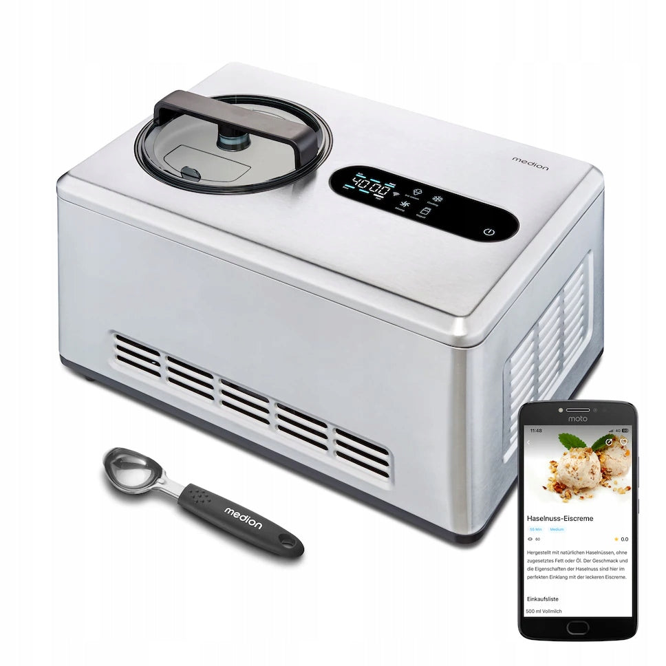 Ice cream machine Ice cream maker for Sorbets,Yogurts+WiFi 2L,220W HD LED MEDION