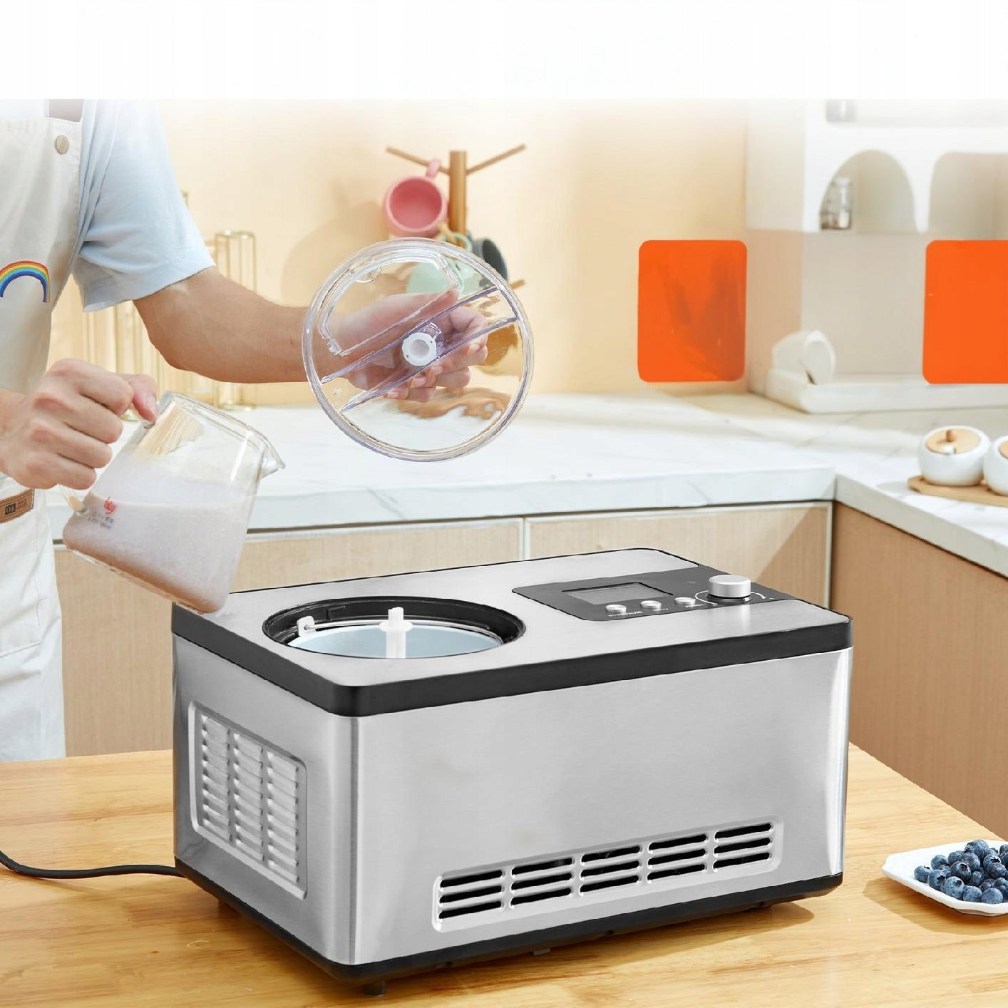 Ice cream machine sorbet automatic 2L compressor quiet strong stainless Manufacturer code Maszyna do lodów domowych 180 W 2L