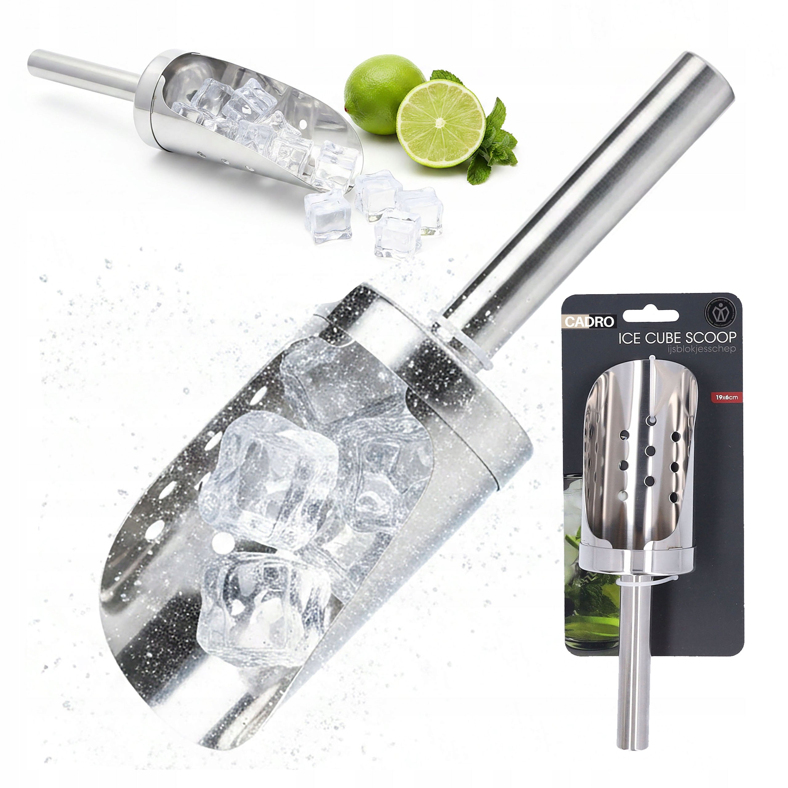 Ice cube paddle shovel spoon stainless steel gloss 19 cm