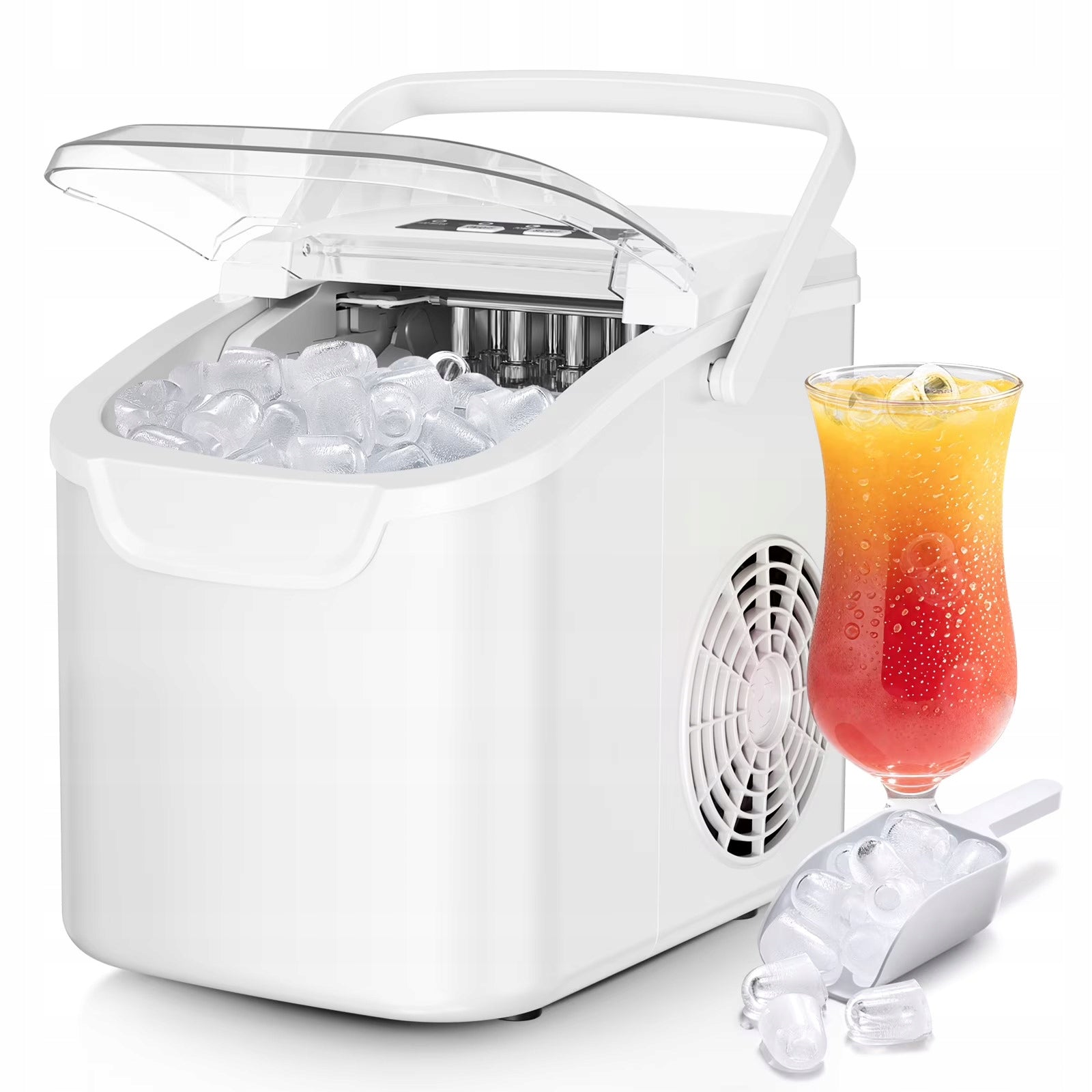 Ice maker AKLI efficient fast two cube sizes 12kg +blade