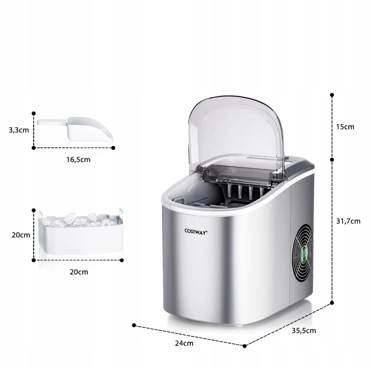 Ice maker Costway EP25063DE-YS silver/grey 144 W EAN (GTIN) 661706152587
