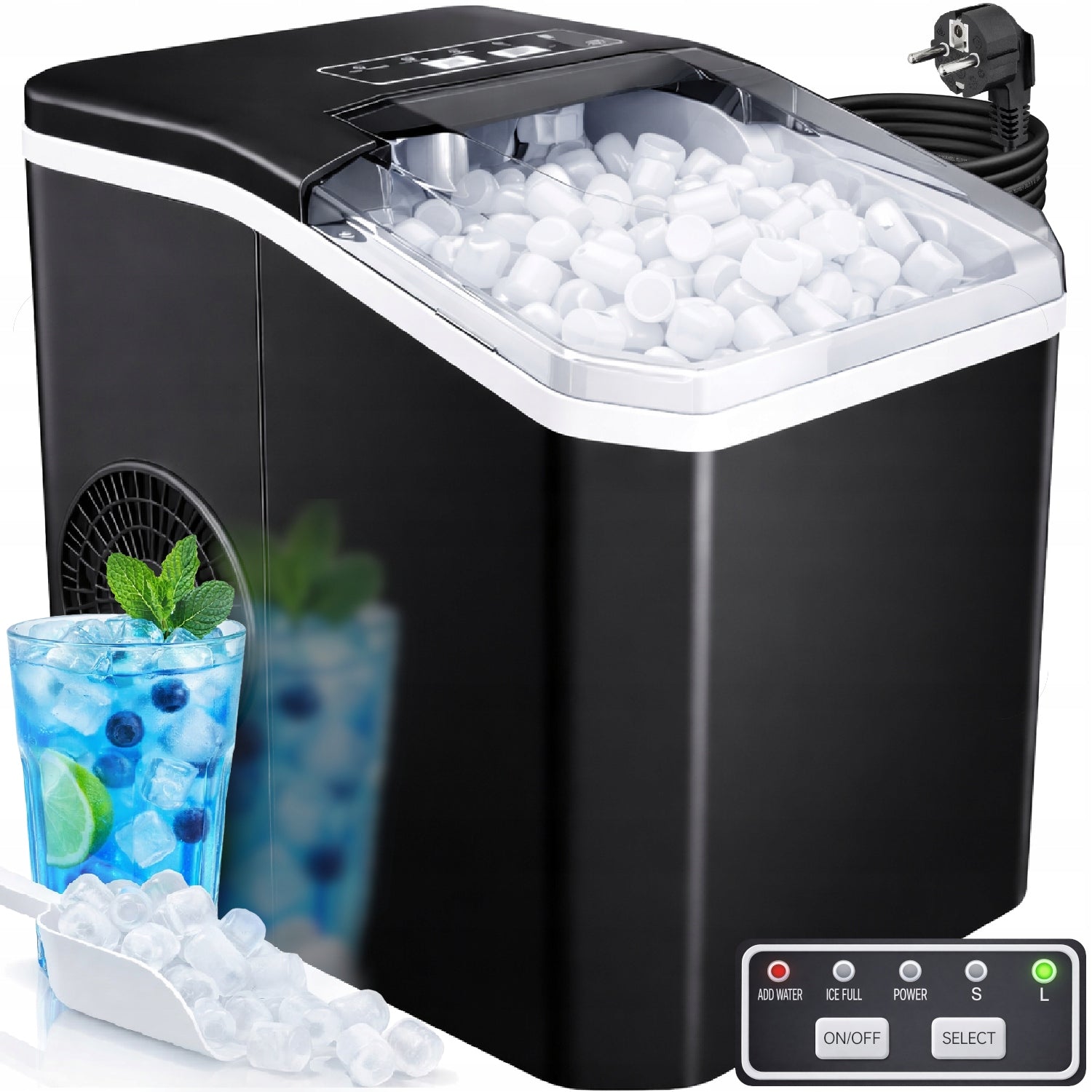 Ice maker FAST AUTOMATIC cube size adjustment 12 kg/day
