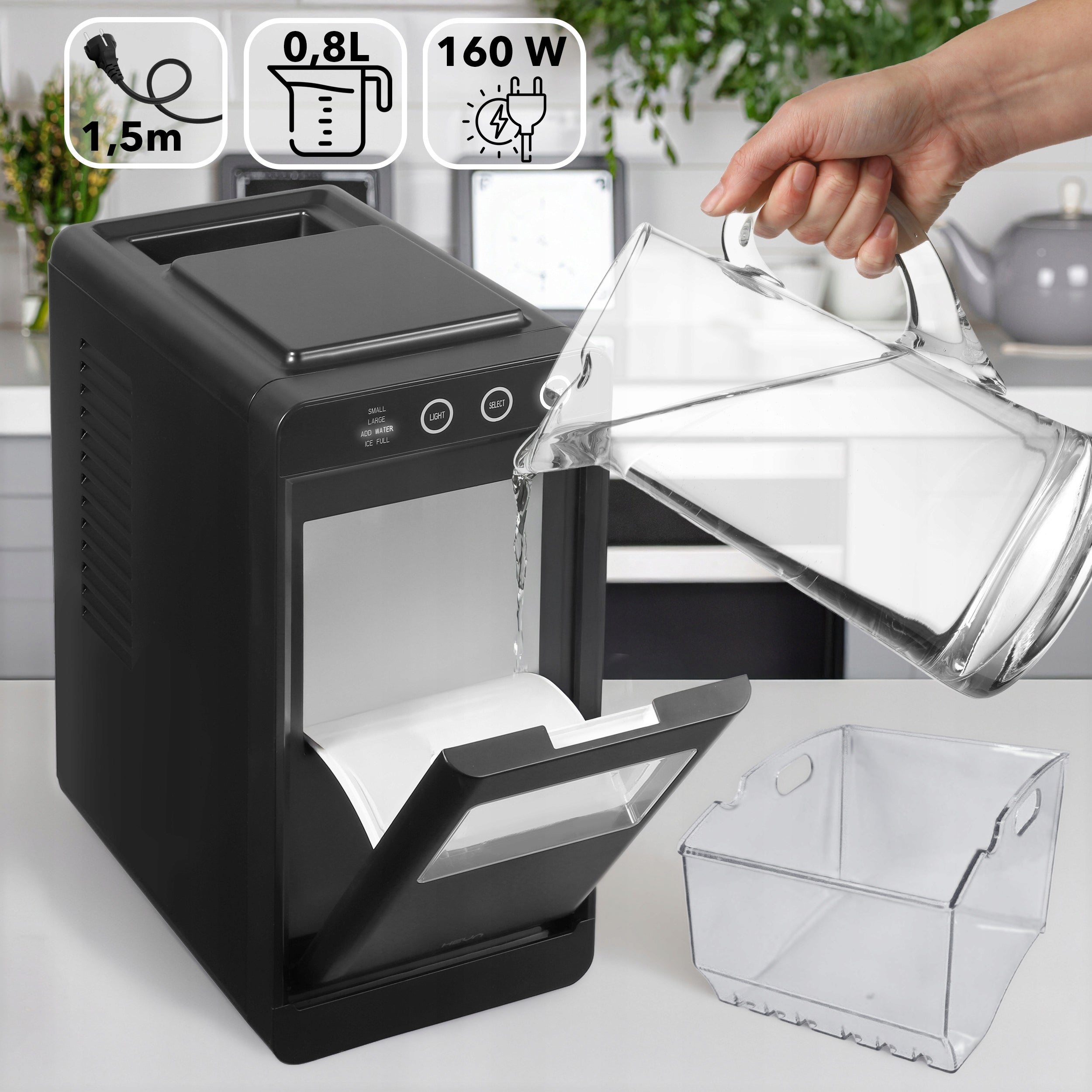 Ice maker HEVA VIO home cube 12kg/24h 120W SLIM + spatula Manufacturer code Kostkarka domowa VIO 12KG/24H maszyna do lodu