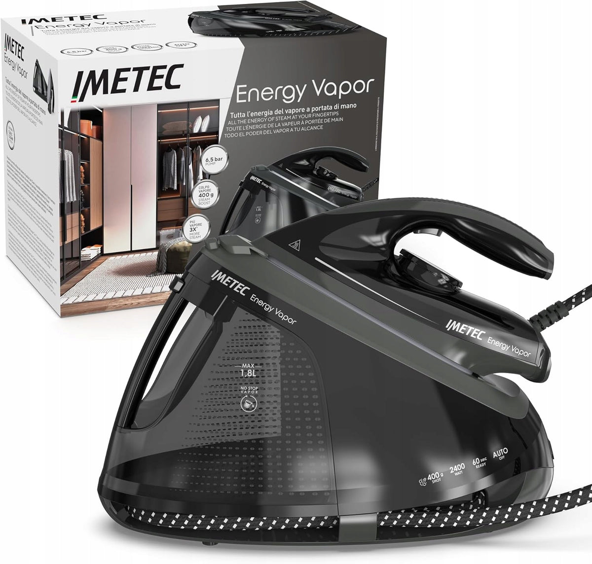 Imetec Energy Vapor Iron with Steam Generator 6,5 Bar Impact 400g/min
