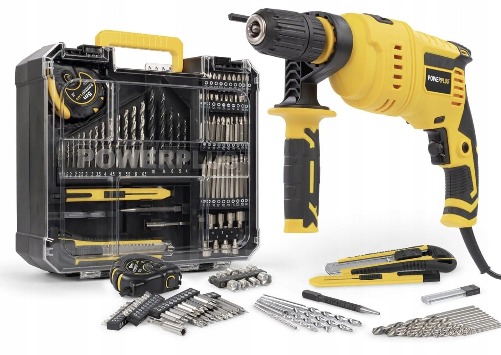 Impact Drill PowerPlus 800W + 78 Accessories Suitcase