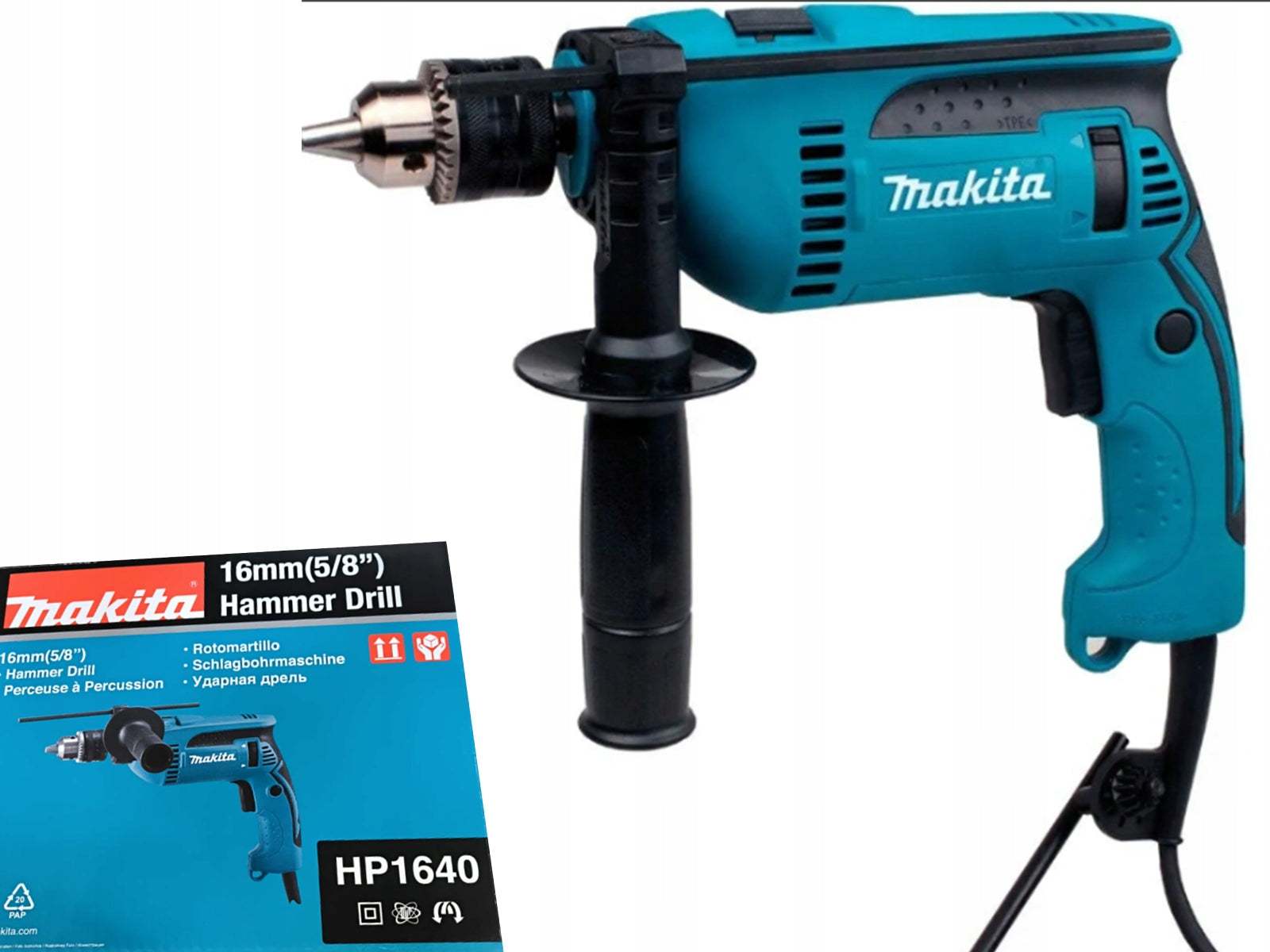 Impact drill Makita HP1640, 16mm, 680W with key - CARTON