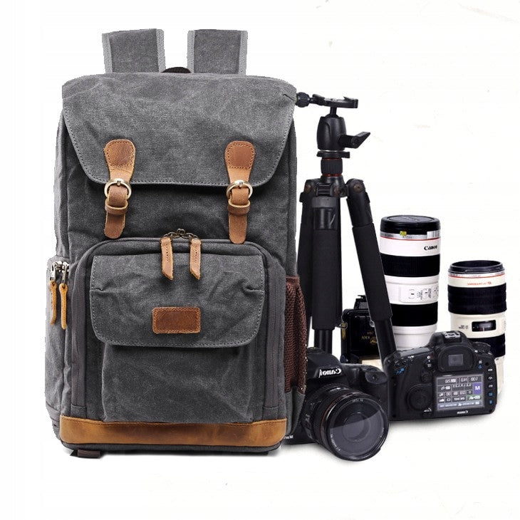 Impregnated Laptop Backpack 14,1" Vintage Style Grey/Brown