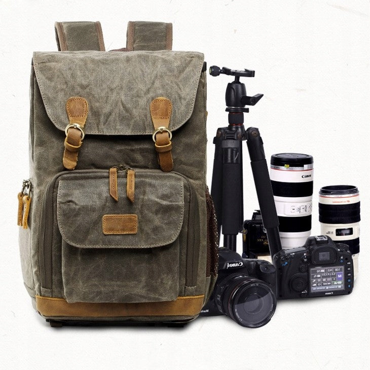 Impregnated Laptop Backpack 14,1" vintage khaki/brown style