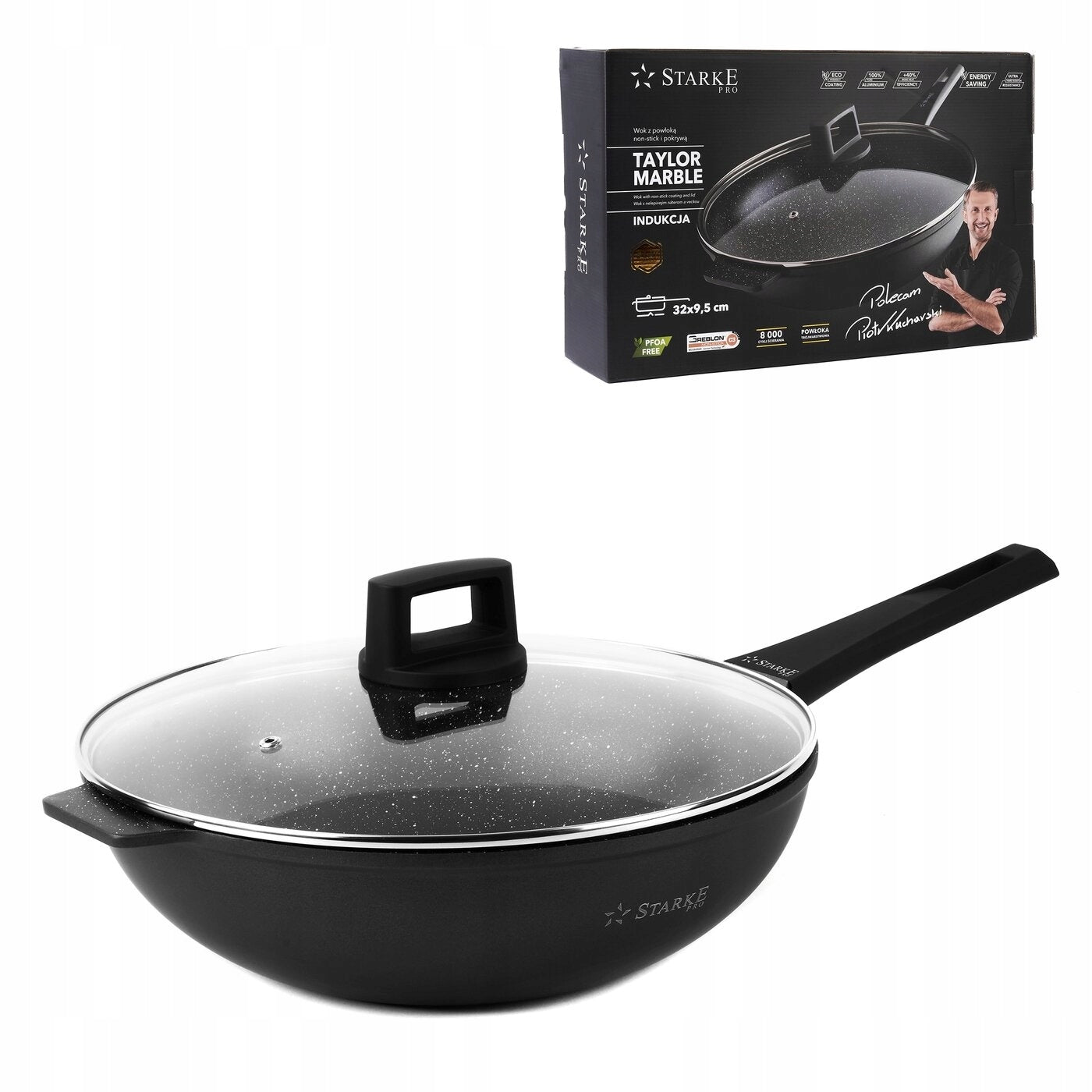 Induction wok pan with lid Starke Pro Taylor Marble 32 cm