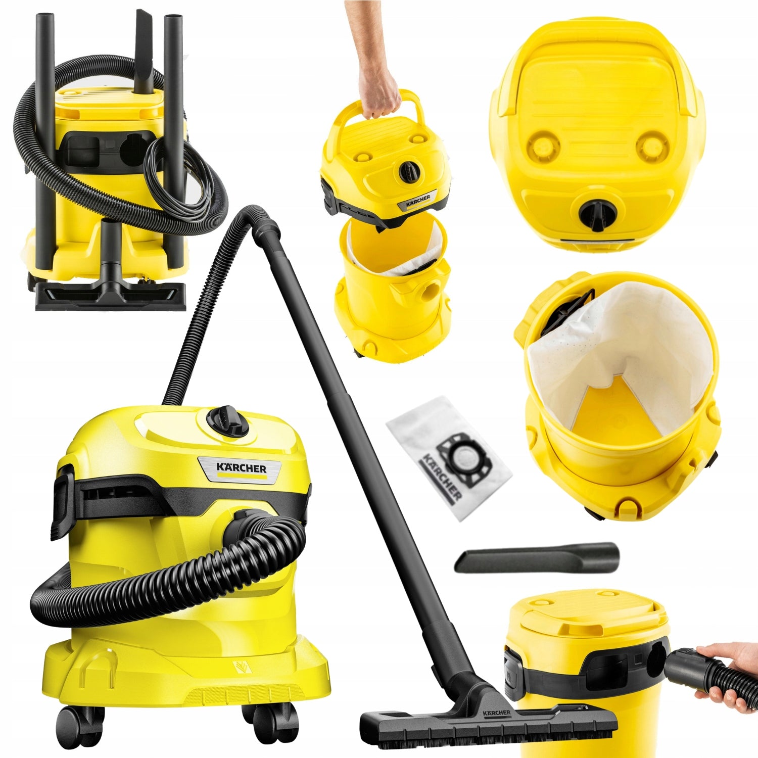 Industrial Vacuum Cleaner KARCHER WD2 Powerful 1000W Dry Wet Construction 12L Packaging status original