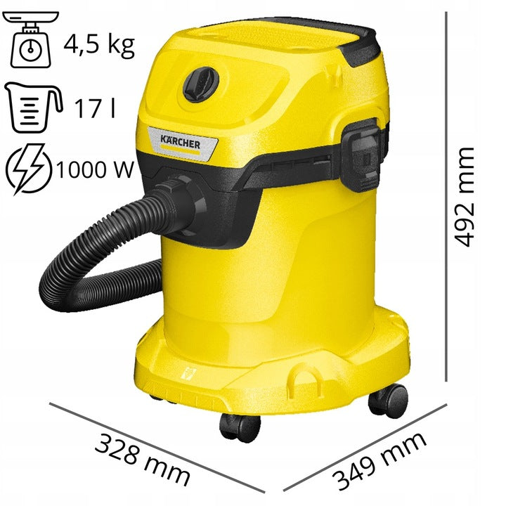 Industrial Vacuum Cleaner KARCHER WD3 Strong Construction Dry Wet 17L Packaging status original