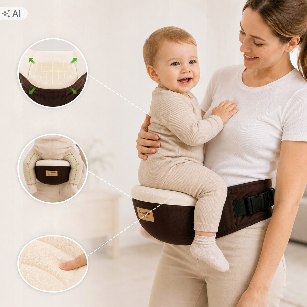 Infant Carrier Adjustable Hip Carrier 0-36 months up to 20KG Bronze Packaging status original