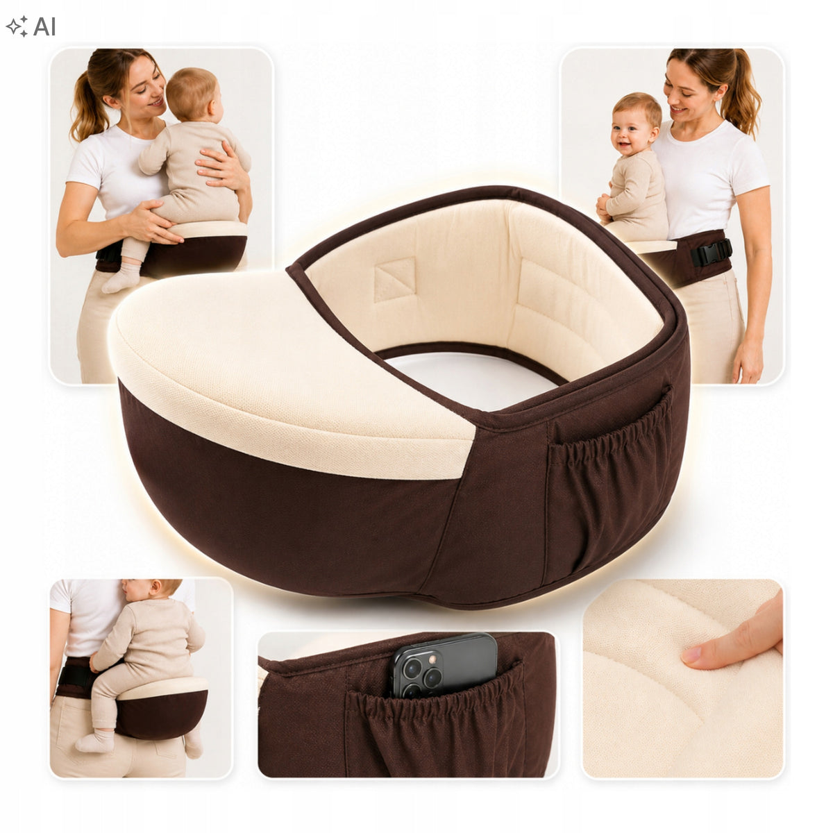 Infant Carrier Adjustable Hip Carrier 0-36 months up to 20KG Bronze