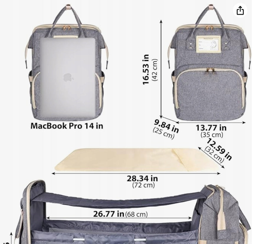 Infant Changing Backpack with Cot Function and USB Port Manufacturer code Plecak do Przewijania Niemowląt