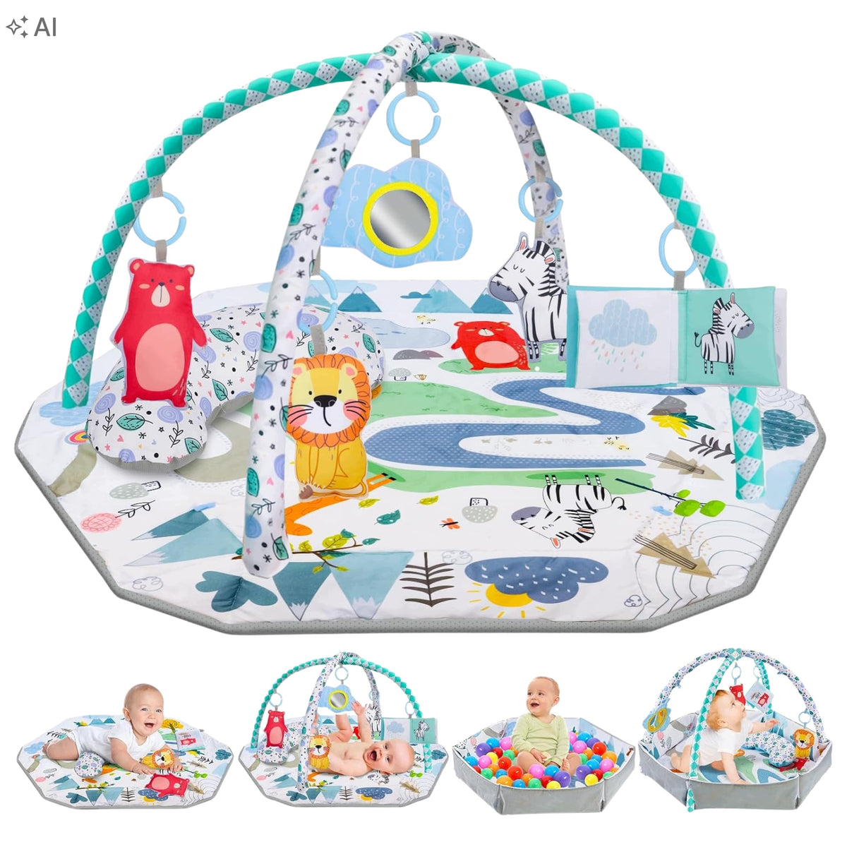 Infant Educational Mat Playpen Cocoon Interactive with Toys Pillow Packaging status original