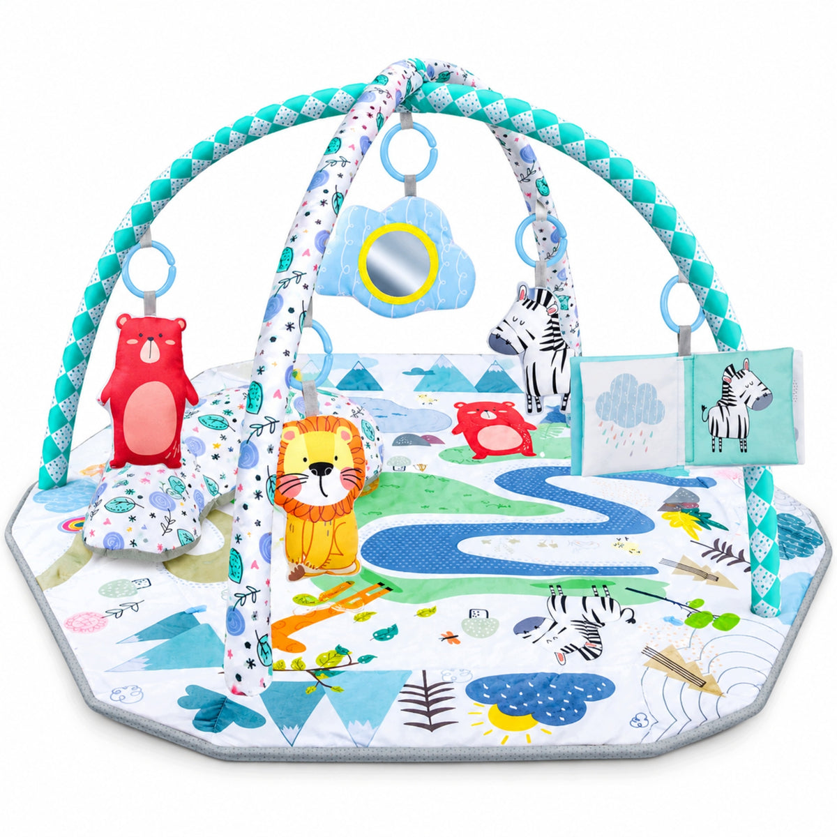 Infant Educational Mat Playpen Cocoon Interactive with Toys Pillow