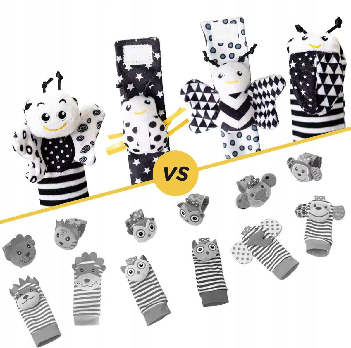 Infant Socks 3d Handbands Rattles 4 Pcs Packaging status original