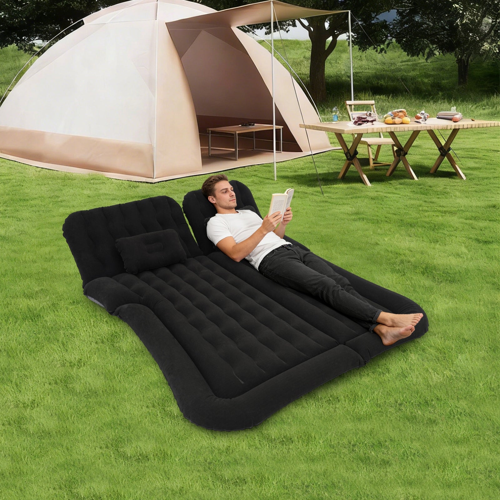 Inflatable Air Mattress 1.74*1.26M 300KG for SUV Backseat Car Camping Manufacturer code AYES0