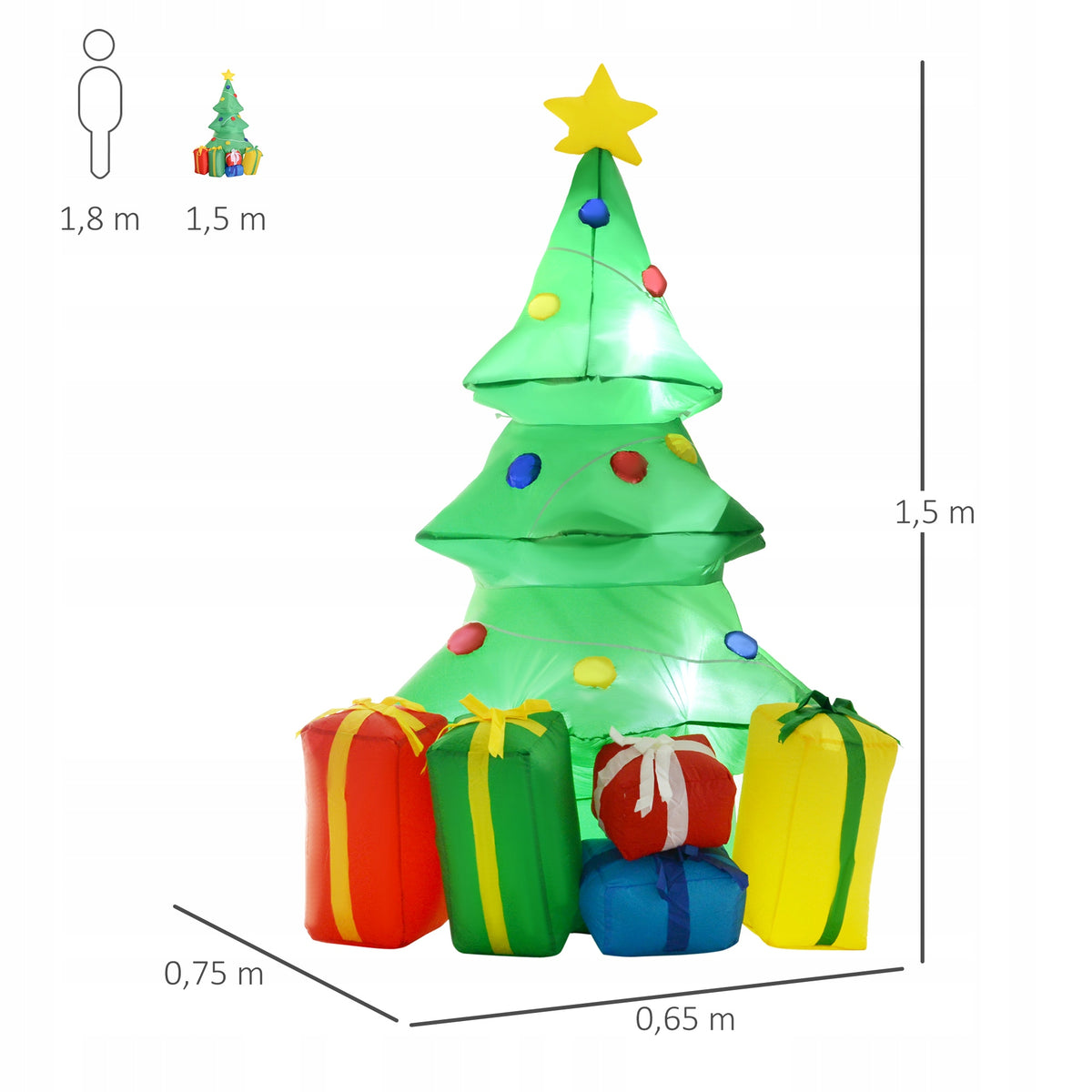 Inflatable Christmas decoration HOMCOM with LED lighting, gifts, 150 cm Brand Homcom