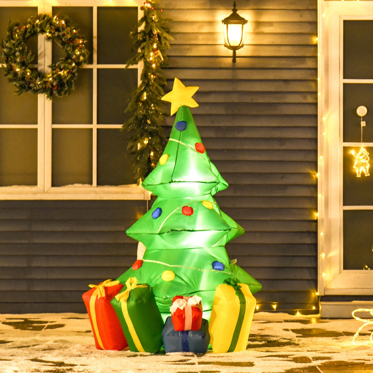 Inflatable Christmas decoration HOMCOM with LED lighting, gifts, 150 cm Packaging status original